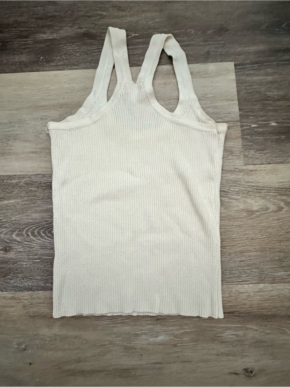 Debut Cream Ribbed Racerback Tank S - Picture 2 of 5